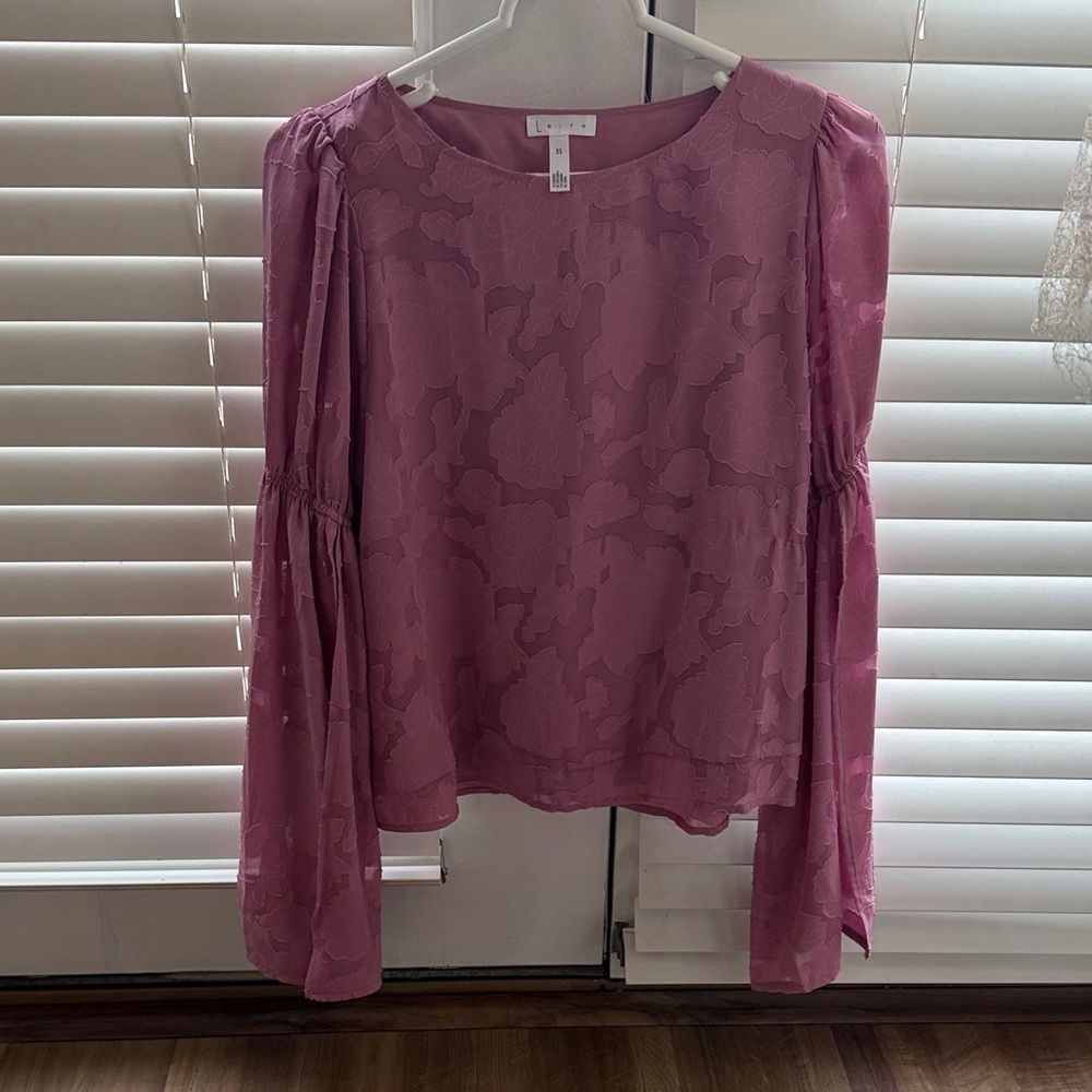 Leith Pink Blouse with Flared Sleeves